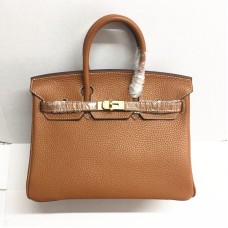 Hermes Birkin 25cm Bolso 6068 café claro dorado