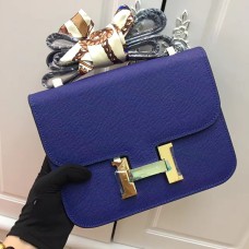 Bolso Hermes Constance 23cm Epsom Cuero Azul Eléctrico Oro