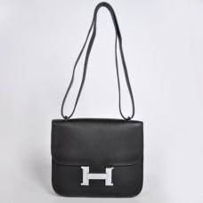 Bolso Hermes Constance 23cm Togo Cuero Negro Plata