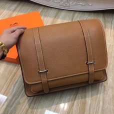 Hermes Steve Hombres Crossbody Bolso De Cuero Marrón
