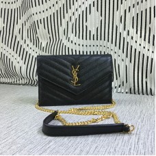 YSL Bolso de cadena de sobre pequeño Caviar Leather Black 19cm