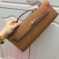 Hermes Kelly Cut 31cm Epsom Leather Clutch Marrón