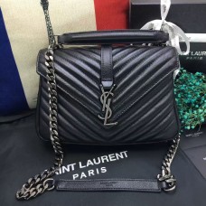 YSL Top Handle Bandolera 24cm Negro Plata