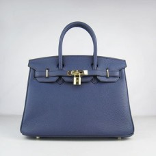 Hermes Birkin 30cm Togo cuero Bolsos azul oscuro dorado