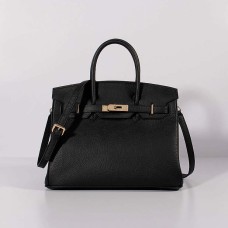 Hermes 30cm Bolso Birkin Togo Cuero con Correa Oro Negro