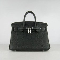 Hermes Birkin 25cm Bolso 6068 negro plata
