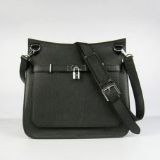 Hermes Jypsiere 28cm Crossbody Bolso Negro Plata
