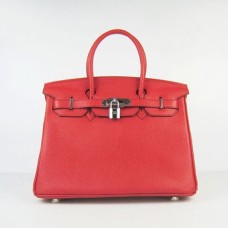 Hermes Birkin 30cm Togo cuero Bolsos rojo plata