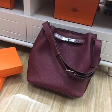 Hermes So Kelly 28cm Togo Leather Shoulder Bag Borgoña Plata
