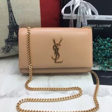 YSL Bolso De Cadena De Cuero Liso 22cm Albaricoque