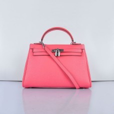 Hermes Kelly 32cm Bolso de cuero Togo 6108 Labio Rosa Plata