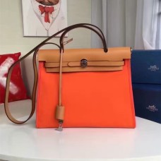Hermes Herbag 31cm Bolso de lona naranja