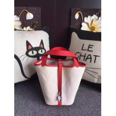 Hermes Picotin Lock Lienzo Rojo