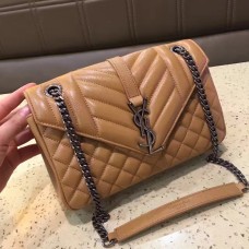 Bolso de hombro tipo sobre YSL de primera calidad, 23 cm, color albaricoque