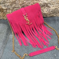 YSL Suede Leather Tassel 22cm Bolso Rosa