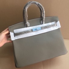 Hermes Birkin 35cm vena de piel de ganado Bolsos de plata de color caqui