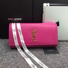 YSL Saint Laurent Clutch 27cm Cuero Liso Rosa