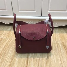 Hermes Lindy 30cm Bolso Borgoña Plata